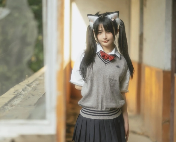 桜井宁宁废墟jk cosplay：梦幻与现实的完美交融插图3